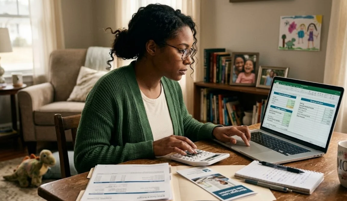 single mother planning budget for home purchase