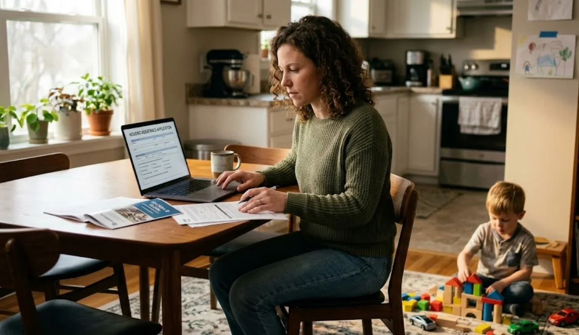 single mother applying for housing assistance program